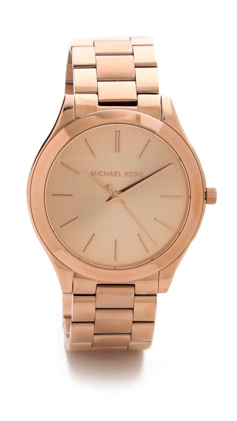 michael kors slim runway rose gold-tone acrylic watch 225.00|Michael Kors Women's Slim Runway Logo Gold.